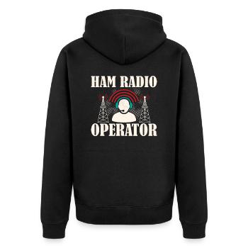 Ham Radio Operator Do It With Great Frequency Enth - Unisex Premium Bio Zip Hoodie - Schwarz - Hinten - Nico (187cm)