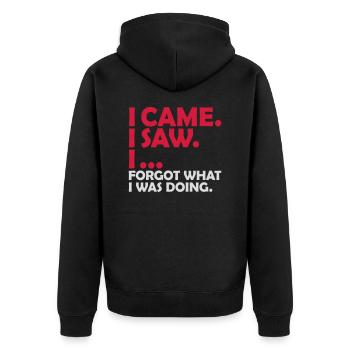 I came saw forget - Unisex Premium Bio Zip Hoodie - Schwarz - Hinten - Nico (187cm)