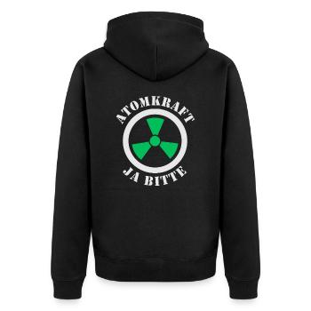 Atomkraft, Ja bitte - Unisex Premium Bio Zip Hoodie - Schwarz - Hinten - Nico (187cm)