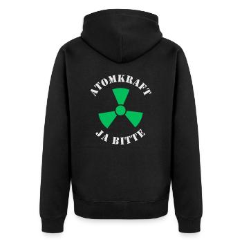 Atomkraft, Ja bitte - Unisex Premium Bio Zip Hoodie - Schwarz - Hinten - Nico (187cm)