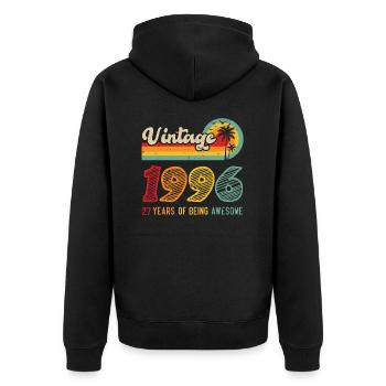 Vintage 1996, Cadeau D'anniversaire 27 Ans - Veste à capuche bio Premium Unisexe - noir - Dos - Nico (187cm)