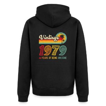 Vintage 1979, Cadeau D'anniversaire 44 Ans - Veste à capuche bio Premium Unisexe - noir - Dos - Nico (187cm)