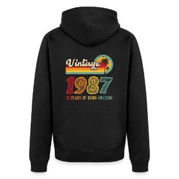 Vintage 1987, Cadeau D'anniversaire 36 Ans - Veste à capuche bio Premium Unisexe - noir - Dos - Nico (187cm)