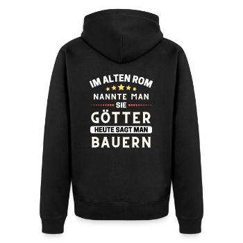 Im alten Rom waren Sie Götter. Heute Bauern - Unisex Premium Bio Zip Hoodie - Schwarz - Hinten - Nico (187cm)