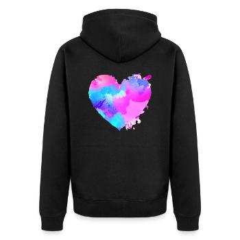 Verlobung Valentinstag Hochzeit Liebe Muttertag - Unisex Premium Bio Zip Hoodie - Schwarz - Hinten - Nico (187cm)