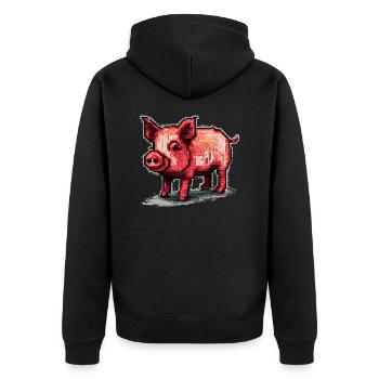 Sale un cochon rétro 8 bits fait de pixels - Veste à capuche bio Premium Unisexe - noir - Dos - Nico (187cm)