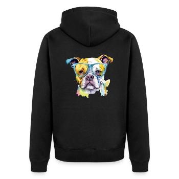 Jik the bespectacled dog - Unisex Premium Organic Zip Hoodie - black - Back - Nico (187cm)