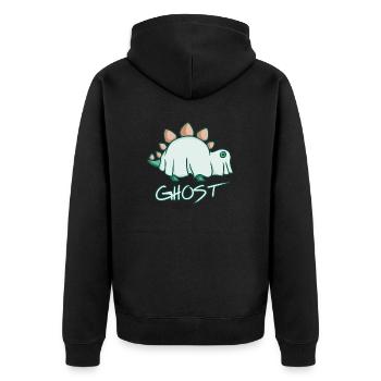 Stegosaurus disguised as a ghost, dino - Unisex Premium Organic Zip Hoodie - black - Back - Nico (187cm)