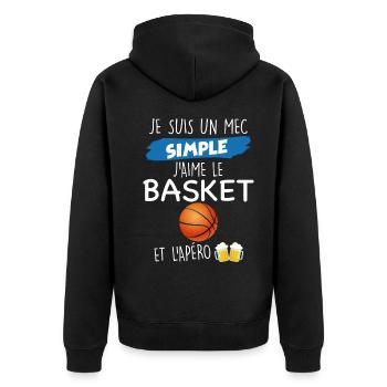 Citation basketball Cadeau humour homme basket - Veste à capuche bio Premium Unisexe - noir - Dos - Nico (187cm)