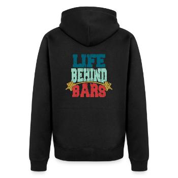 Life Behind Bars Workout Training Weight Lifting - Unisex Premium Organic Zip Hoodie - black - Back - Nico (187cm)