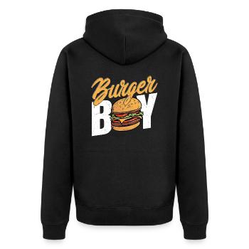 Burger Boy Hamburger Food Meat Buns - Unisex Premium Bio Zip Hoodie - Schwarz - Hinten - Nico (187cm)