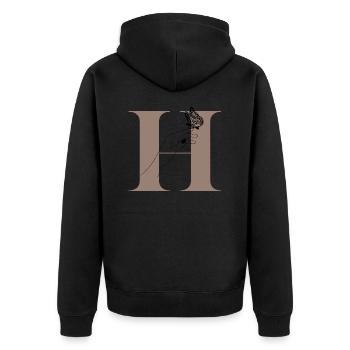 letter H Magic butterfly - Unisex Premium Organic Zip Hoodie - black - Back - Nico (187cm)