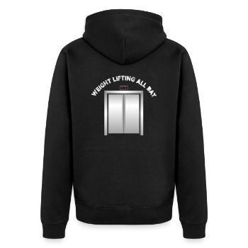 Weight lifting All Day elevator mechanic - Unisex Premium Organic Zip Hoodie - black - Back - Nico (187cm)