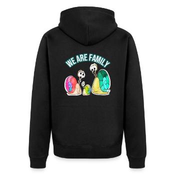 We are Family lustig - Unisex Premium Bio Zip Hoodie - Schwarz - Hinten - Nico (187cm)