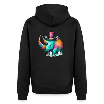 Chilliges Nashorn: Ein stilvolles Nashorn - Unisex Premium Bio Zip Hoodie - Schwarz - Hinten - Nico (187cm)