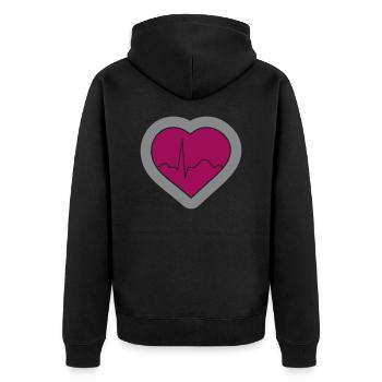 Herz - Unisex Premium Bio Zip Hoodie - Schwarz - Hinten - Nico (187cm)