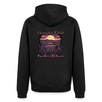 Lavender fields in Fredericksburg, Texas near Sonnen - Unisex Premium Organic Zip Hoodie - black - Back - Nico (187cm)