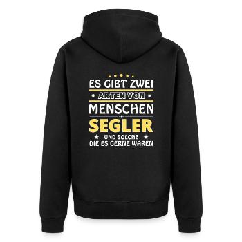 Es gibt zwei Arten von Menschen - Segler - Unisex Premium Bio Zip Hoodie - Schwarz - Hinten - Nico (187cm)