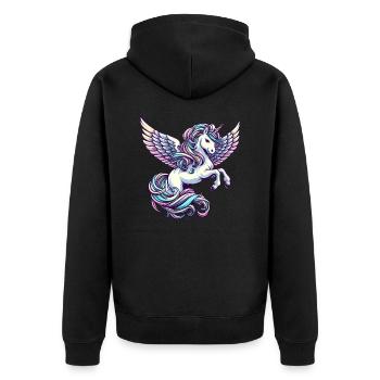 Angel Gliding: Unicorn with Celestial Wings - Unisex Premium Organic Zip Hoodie - black - Back - Nico (187cm)