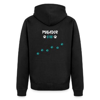 Pugador Dad I Mops Labrador Mix - Unisex Premium Bio Zip Hoodie - Schwarz - Hinten - Nico (187cm)