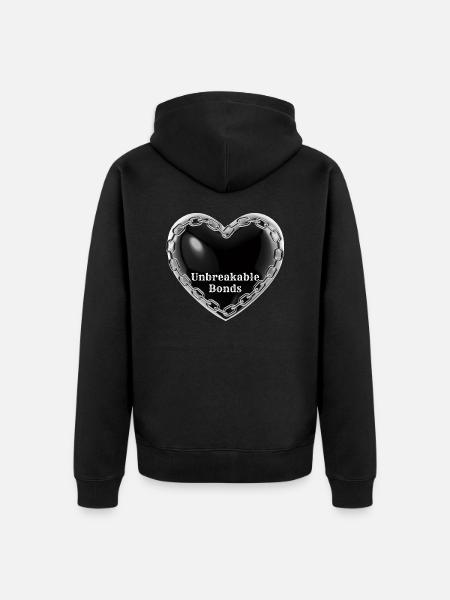 Unbreakable Bonds, black heart - Unisex Premium Organic Zip Hoodie - black