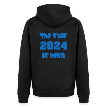 Birth 2024 - Gift - The Star 2024 is born - Unisex Premium Organic Zip Hoodie - black - Back - Nico (187cm)