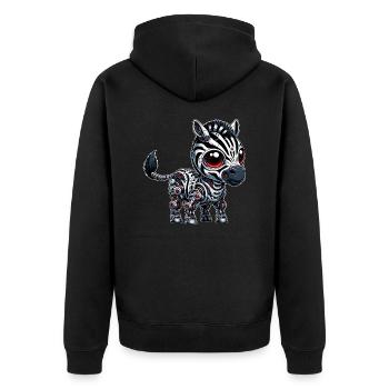 Cyborg Zebra: Robot with Red Eyes - Unisex Premium Organic Zip Hoodie - black - Back - Nico (187cm)