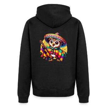 Cinco de Mayo Owl Guitarist - Unisex Premium Organic Zip Hoodie - black - Back - Nico (187cm)
