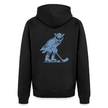 Eule Eishockey Nachtsport Design - Unisex Premium Bio Zip Hoodie - Schwarz - Hinten - Nico (187cm)