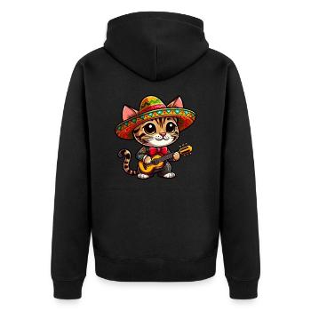 Bengalkatze als Mariachi Gitarrist Cinco de Mayo - Unisex Premium Bio Zip Hoodie - Schwarz - Hinten - Nico (187cm)