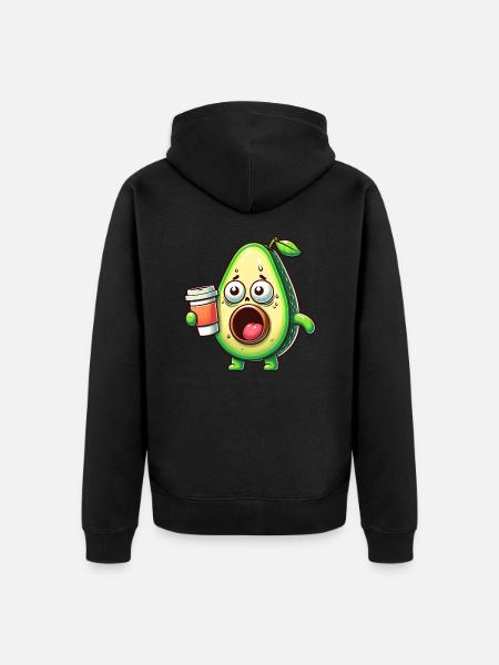 Avocado with Coffee Caffeine Shock - Unisex Premium Organic Zip Hoodie - black