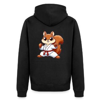 Fuchs Karate japanische Kampfkunst Kampfsport - Unisex Premium Bio Zip Hoodie - Schwarz - Hinten - Nico (187cm)