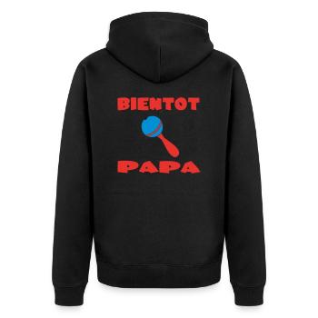BIENTOT PAPA - Veste à capuche bio Premium Unisexe - noir - Dos - Nico (187cm)