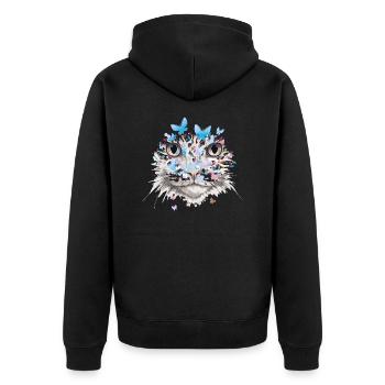 Chat Chat Visage Chat Nature Papillons - Veste à capuche bio Premium Unisexe - noir - Dos - Nico (187cm)