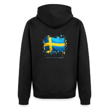 Sverige Sweden Flag Schweden Flagge - Unisex Premium Organic Zip Hoodie - black - Back - Nico (187cm)