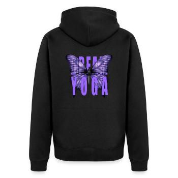 Traum-Yoga - Unisex Premium Bio Zip Hoodie - Schwarz - Hinten - Nico (187cm)