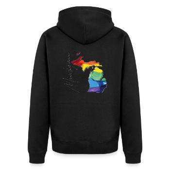 Michigan (United States) | Real Flag | LGBTQIA+ Script - Unisex Premium Organic Zip Hoodie - black - Back - Nico (187cm)