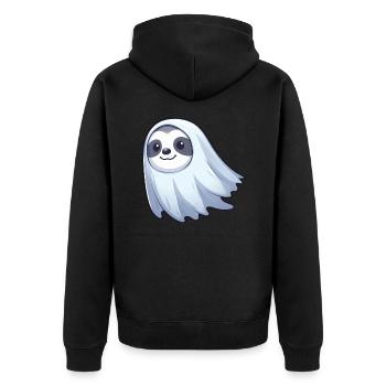 Cute Halloween Sloth Ghosts Ghost Haunted Car - Unisex Premium Organic Zip Hoodie - black - Back - Nico (187cm)