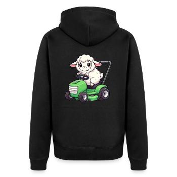 Drôle de mouton tondeuse à gazon agriculteur herbe d’agneau - Veste à capuche bio Premium Unisexe - noir - Dos - Nico (187cm)