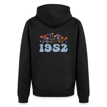 1952 Floral Pattern 1952 Floral Theme Flowers 1952 - Unisex Premium Organic Zip Hoodie - black - Back - Nico (187cm)