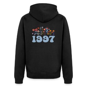 1997 Floral Pattern 1997 Floral Theme Floral 1997 - Unisex Premium Organic Zip Hoodie - black - Back - Nico (187cm)