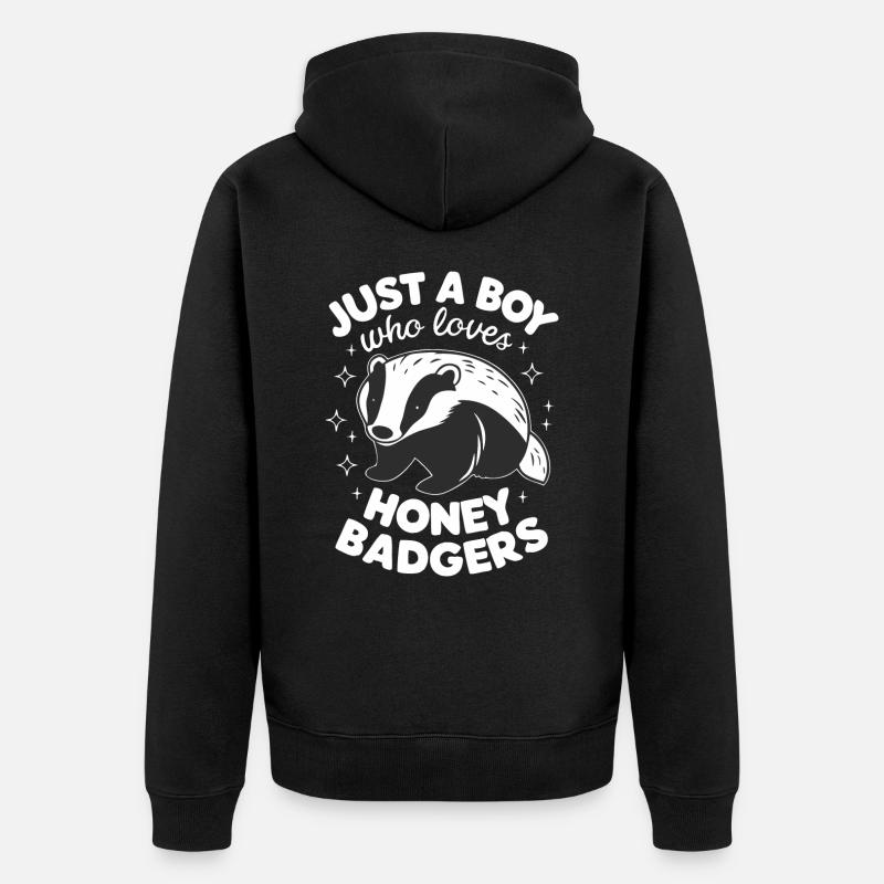Dachs Honigdachs Tier - Unisex Premium Bio Zip Hoodie - Schwarz