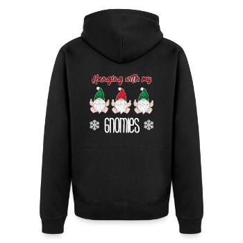 11905 hängende Zwerge Kinderzwerge - Unisex Premium Bio Zip Hoodie - Schwarz - Hinten - Nico (187cm)