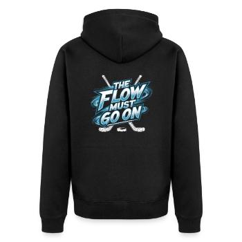 Hockey-Liebe – Der Flow geht weiter - Unisex Premium Bio Zip Hoodie - Schwarz - Hinten - Nico (187cm)