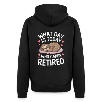 Rentner Ruhestand Rente Pensionierung - Unisex Premium Bio Zip Hoodie - Schwarz - Hinten - Nico (187cm)