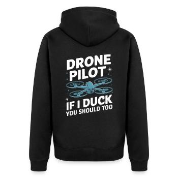 Dronen Pilot Quadrocopter Drone - Unisex Premium Bio Zip Hoodie - Schwarz - Hinten - Nico (187cm)
