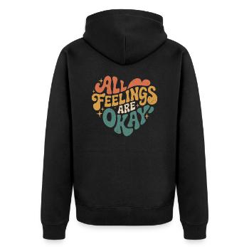 A Saying for Mental Health Awareness - Unisex Premium Organic Zip Hoodie - black - Back - Nico (187cm)
