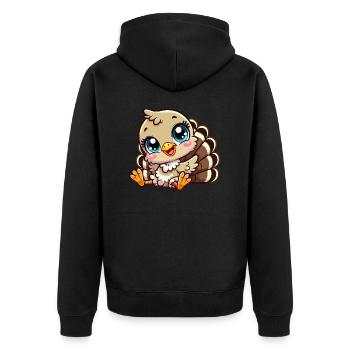 Truthahn-Baby - Unisex Premium Bio Zip Hoodie - Schwarz - Hinten - Nico (187cm)