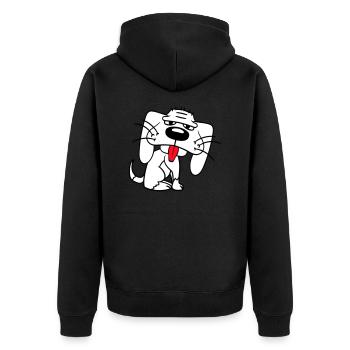 chien assis drôle mignon tirer la langue bande dessinée - Veste à capuche bio Premium Unisexe - noir - Dos - Nico (187cm)