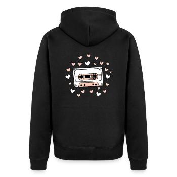 Cassette Love Lover Music 70s Retro Pink Love - Unisex Premium Organic Zip Hoodie - black - Back - Nico (187cm)